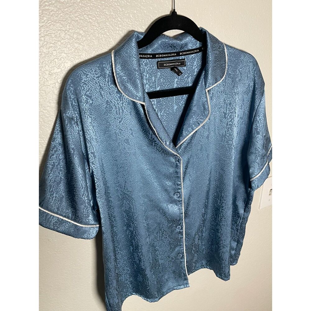 Satin BCBG Blue Pajama Button Down